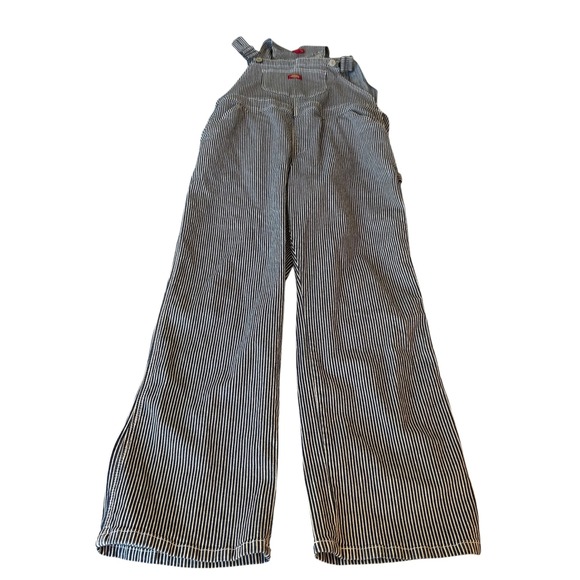 Dickies Women's Hickory Striped Denim Overalls 1X Blue White Carpenter - Picture 6 of 12